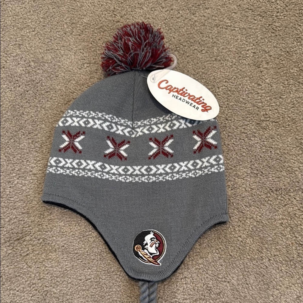 NWT FSU Gray and Garnet Knit Beanie